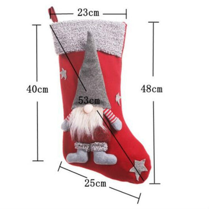 Christmas Ornaments Three-Dimensional Faceless Doll Christmas Stocking Christmas Gift Candy Bag(Gray)-garmade.com