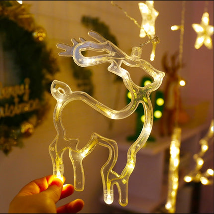 LED Curtain Lights Christmas Decoration Bell And Deer String Lights, Power Supply:USB & Battery Box(Warm White Light)-garmade.com