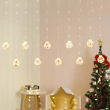 LED Copper Wire Curtain Light Wishing Ball Christmas Decoration String Lights, Random Style Delivery, Plug Type:US Plug(Warm White Light)-garmade.com