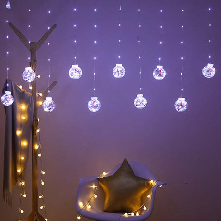 LED Copper Wire Curtain Light Wishing Ball Christmas Decoration String Lights, Random Style Delivery, Plug Type:US Plug(White Light)-garmade.com