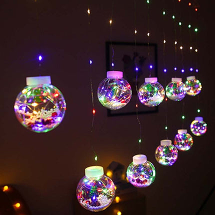 LED Copper Wire Curtain Light Wishing Ball Christmas Decoration String Lights, Random Style Delivery, Plug Type:US Plug(Colorful Light)-garmade.com