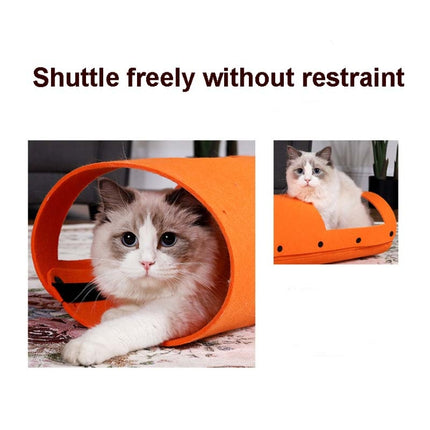 DIY Combination Felt Cat Tunnel Cat Litter, Specification: 52x70cm(Orange)-garmade.com
