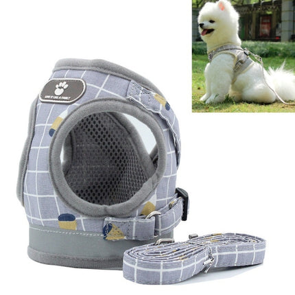 Reflective & Breathable Vest Traction Rope Pet Chest Leash, Size:XS(Gray Grid)-garmade.com