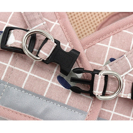 Reflective & Breathable Vest Traction Rope Pet Chest Leash, Size:XS(Pink Grid)-garmade.com