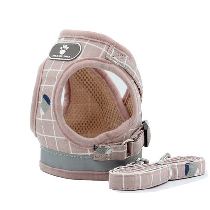 Reflective & Breathable Vest Traction Rope Pet Chest Leash, Size:XL(Pink Grid)-garmade.com