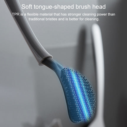 Toilet Brush Household Toilet Dead Corner Silicone Brush Wall-Mounted Cleaning Kit(Grey)-garmade.com
