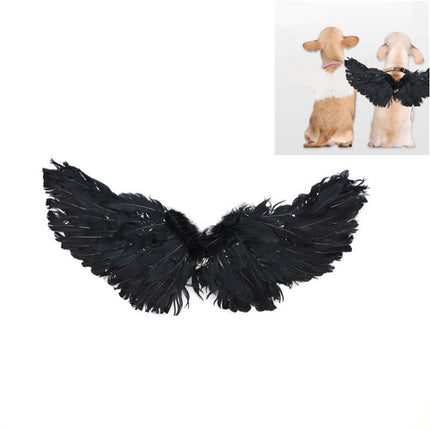 Pet Christmas Halloween Feather Wings Devil And Angel Holiday Makeup, Specification: L(Black)-garmade.com