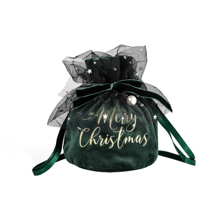 Christmas Velvet Peace Fruit Gift Bag Christmas Decoration Supplies Children Candy Gift Bag(Green)-garmade.com