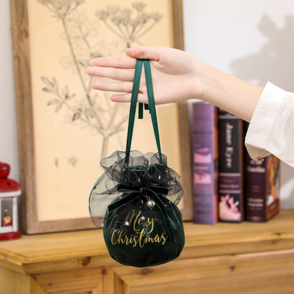 Christmas Velvet Peace Fruit Gift Bag Christmas Decoration Supplies Children Candy Gift Bag(Green)-garmade.com