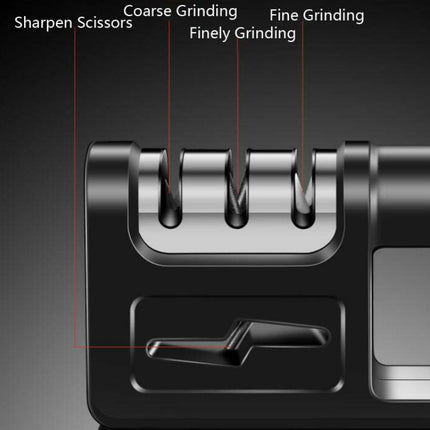 2 PCS Three-Stage Kitchen Sharpener Multi-Function Kitchen Knife Scissors Sharpening Stone, Specification:Ordinary Cutter Head, Color:Black-garmade.com