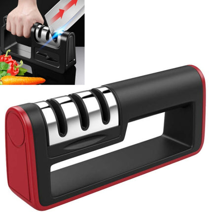 2 PCS Three-Stage Kitchen Sharpener Multi-Function Kitchen Knife Sharpening Stone, Specification:Diamond Cutter Head, Color:Red+Black-garmade.com