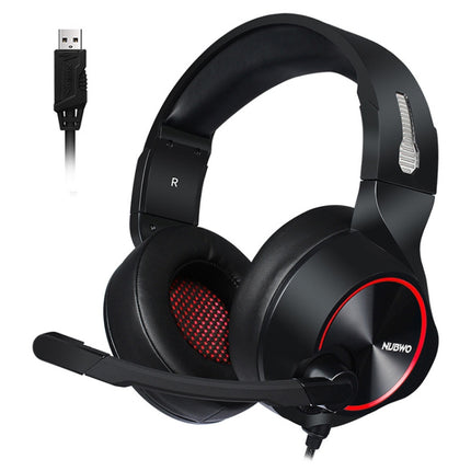 NUBWO N11 Gaming Subwoofer Headphone with Mic, Style:Single USB(Black and Red )-garmade.com