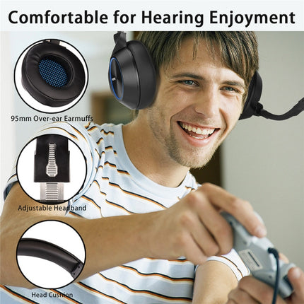 NUBWO N11 Gaming Subwoofer Headphone with Mic, Style:Single USB(Black and Blue)-garmade.com