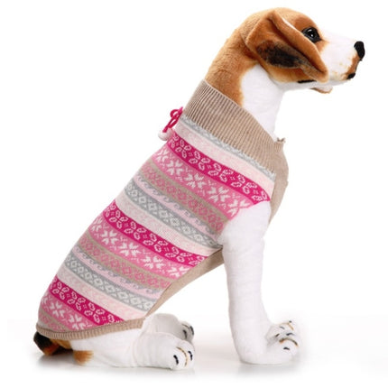 Autumn Winter Pet Clothes Christmas Snowflake Knitted Pattern Sweater, Size: XXS(Rose Red)-garmade.com