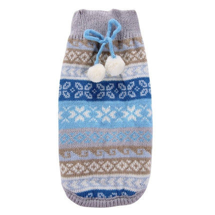 Autumn Winter Pet Clothes Christmas Snowflake Knitted Pattern Sweater, Size: XS(Blue)-garmade.com