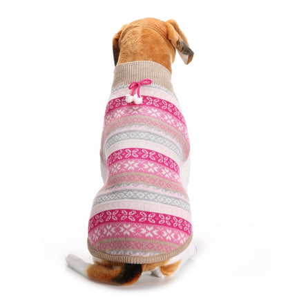 Autumn Winter Pet Clothes Christmas Snowflake Knitted Pattern Sweater, Size: XS(Rose Red)-garmade.com