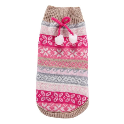 Autumn Winter Pet Clothes Christmas Snowflake Knitted Pattern Sweater, Size: S(Rose Red)-garmade.com