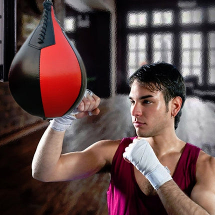 Boxing Speed Ball Fitness Vent Ball Adult Hanging Free Punching Bag(Pear Shape Red & Bllack)-garmade.com