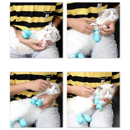 8 PCS/2 Sets Cat Bathing Scratch-Proof Foot Cover(Light Green)-garmade.com