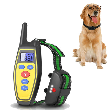 Dog Training Device Remote Control Bark Control Charging Waterproof Pet Training Collar with Electric Shock Vibration(Yellow)-garmade.com