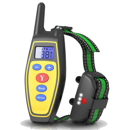 Dog Training Device Remote Control Bark Control Charging Waterproof Pet Training Collar with Electric Shock Vibration(Yellow)-garmade.com