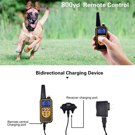 Bark Stopper Dog Training Device Dog Collar with Electric Shock Vibration Warning(US Plug)-garmade.com