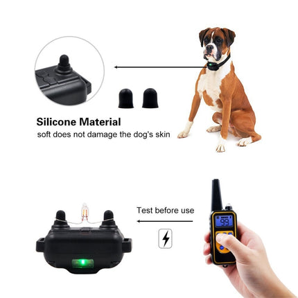Bark Stopper Dog Training Device Dog Collar with Electric Shock Vibration Warning(US Plug)-garmade.com