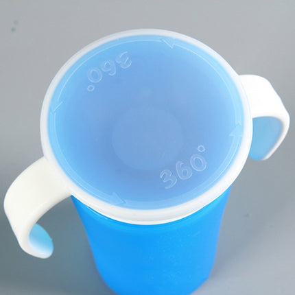 360 Degrees Rotated Baby Learning Drinking Cup With Double Handle Flip(Green)-garmade.com