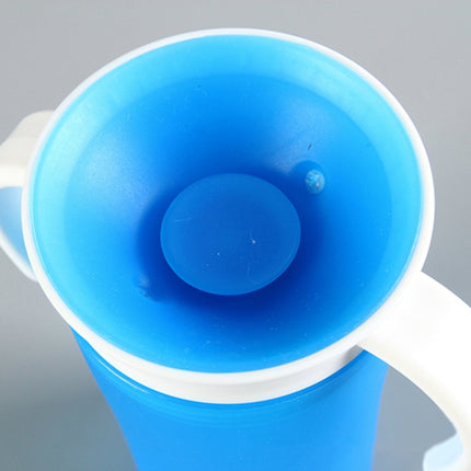 360 Degrees Rotated Baby Learning Drinking Cup With Double Handle Flip(Blue)-garmade.com
