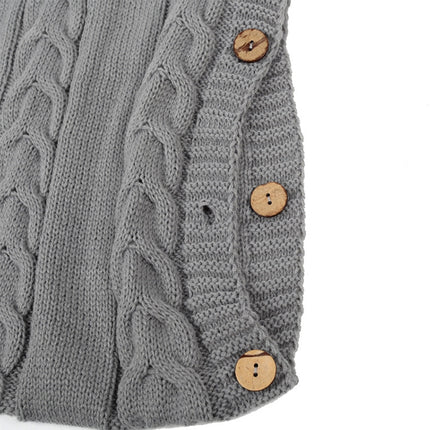 Children Sweater Wooden Button Tassel Hat Baby Hooded Sleeping Bag, Size:One Size(Brown)-garmade.com