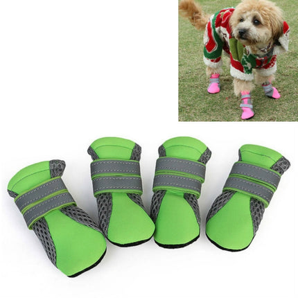 4 in 1 Pet Shoes Dog Shoes Walking Shoes Small Dogs Pet Supplies, Size: S(Green)-garmade.com