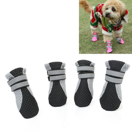 4 in 1 Pet Shoes Dog Shoes Walking Shoes Small Dogs Pet Supplies, Size: S(Black)-garmade.com