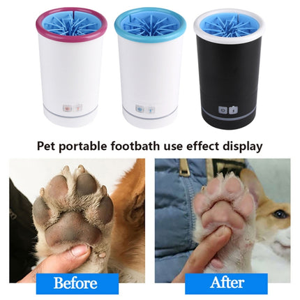 Pets Automatic Foot-Washing Cup Cats Dogs Extremities Cleaning Artifact, Size:M 10-14cm(Blue White)-garmade.com
