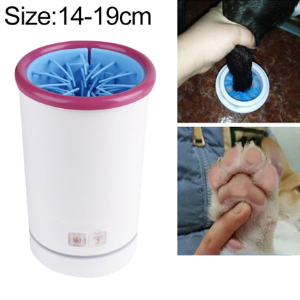 Pets Automatic Foot-Washing Cup Cats Dogs Extremities Cleaning Artifact, Size:L 14-19cm(Pink White)-garmade.com