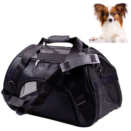 Portable Pet Backpack Dog Go Out Messenger Folding Bag Pet Supplies, Specification: Small(Black)-garmade.com