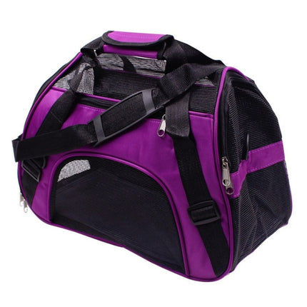 Portable Pet Backpack Dog Go Out Messenger Folding Bag Pet Supplies, Specification: Medium(Purple)-garmade.com