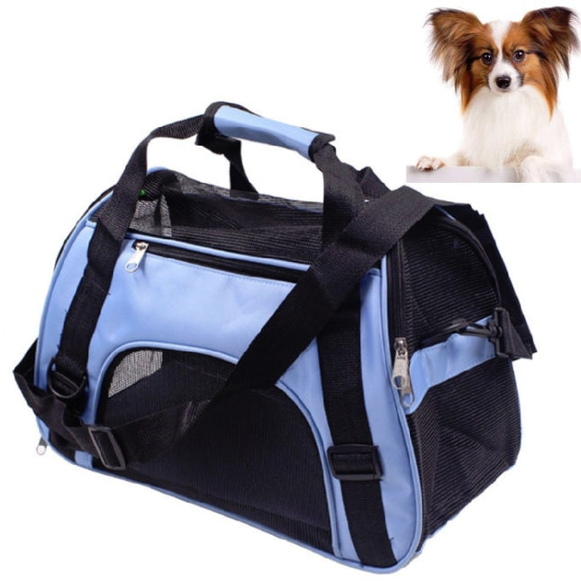 Portable Pet Backpack Dog Go Out Messenger Folding Bag Pet Supplies, Specification: Medium(Blue)-garmade.com