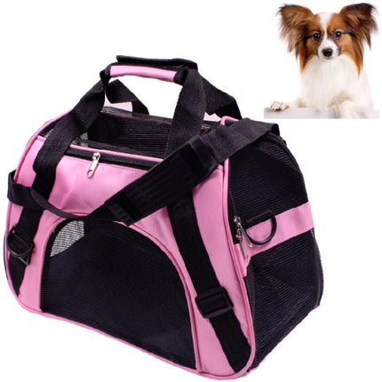 Portable Pet Backpack Dog Go Out Messenger Folding Bag Pet Supplies, Specification: Medium(Pink)-garmade.com
