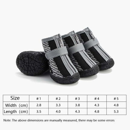 4 PCS / Set Breathable Non-slip Wear-resistant Dog Shoes Pet Supplies, Size: 2.8x3.5cm(Black Orange)-garmade.com