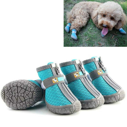 4 PCS / Set Breathable Non-slip Wear-resistant Dog Shoes Pet Supplies, Size: 4.3x4.8cm(Lake Blue)-garmade.com