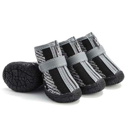 4 PCS / Set Breathable Non-slip Wear-resistant Dog Shoes Pet Supplies, Size: 4.3x4.8cm(Black Gray)-garmade.com