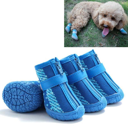 4 PCS / Set Breathable Non-slip Wear-resistant Dog Shoes Pet Supplies, Size: 4.8x5.3cm(Blue)-garmade.com