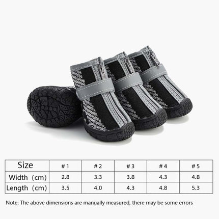 4 PCS / Set Breathable Non-slip Wear-resistant Dog Shoes Pet Supplies, Size: 4.8x5.3cm(Khaki)-garmade.com