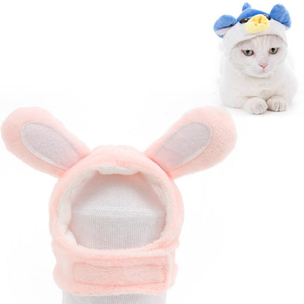 4 PCS Soft Cat Headgear Cat Dog Cross Dress Pet Hat, Size: XS(Pink Rabbit)-garmade.com