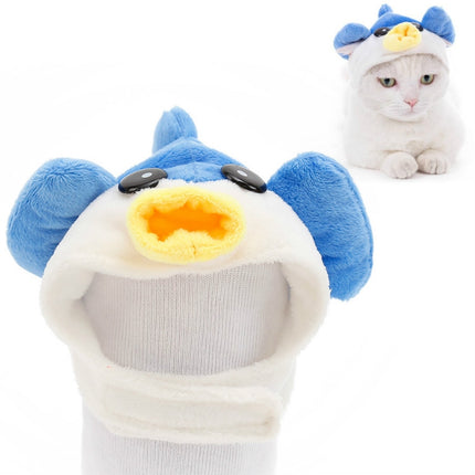4 PCS Soft Cat Headgear Cat Dog Cross Dress Pet Hat, Size: XS(Pufferfish)-garmade.com