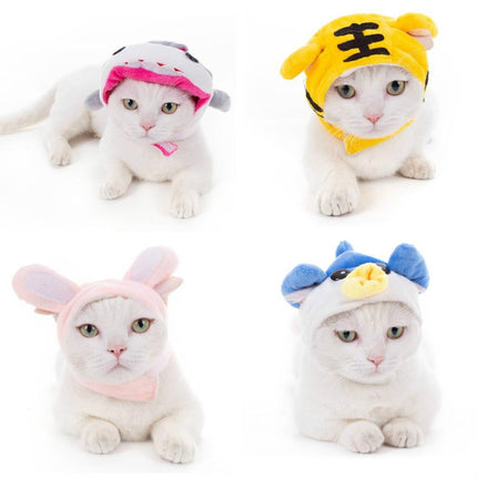 4 PCS Soft Cat Headgear Cat Dog Cross Dress Pet Hat, Size: XS(Pufferfish)-garmade.com