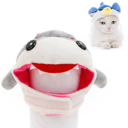 4 PCS Soft Cat Headgear Cat Dog Cross Dress Pet Hat, Size: S(Shark)-garmade.com
