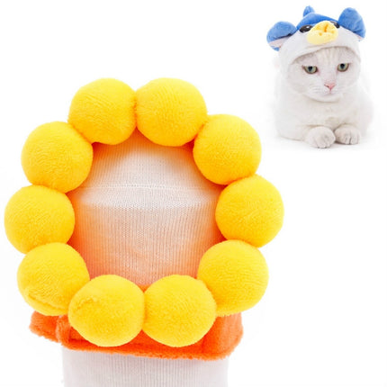 4 PCS Soft Cat Headgear Cat Dog Cross Dress Pet Hat, Size: S(Sun Flower)-garmade.com