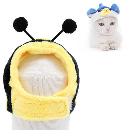 4 PCS Soft Cat Headgear Cat Dog Cross Dress Pet Hat, Size: L(Bee)-garmade.com