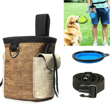 Outdoor Pet Training Bag Dog Training Pockets Pet Snack Storage Bag Pockets, Specification: Waist Bag+Folding Bowl-garmade.com